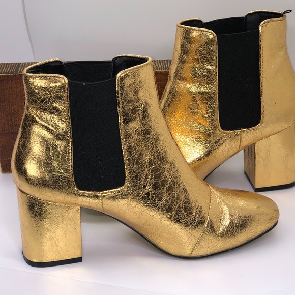 H&M Shoes - H&M BLOCK HEEL METALLIC GOLD ANKLE BOOTS ~US 6